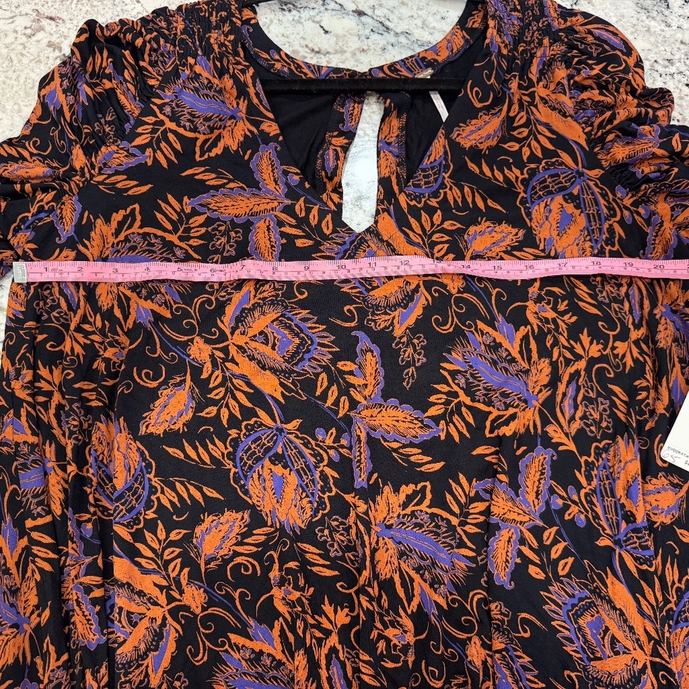 Free People NWT Floral Long Sleeve Mini Dress Noir Combo Size Large - Picture 7 of 11